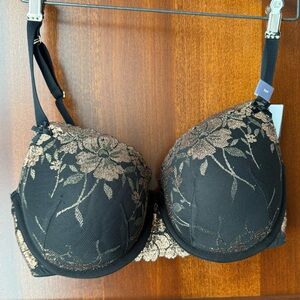 Cacique Shimmer Lace Boost Balconette Bra Size 36F
